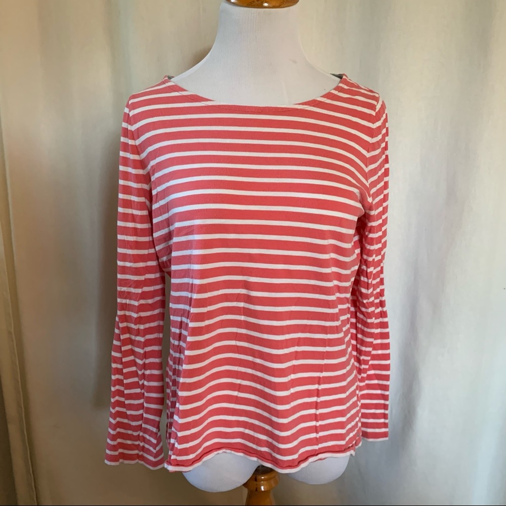 Boden pink striped long sleeve shirt